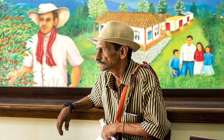 Columbian Man and coffee mural