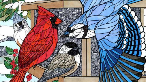 Feeder Birds coloring page by Brenda Lyons