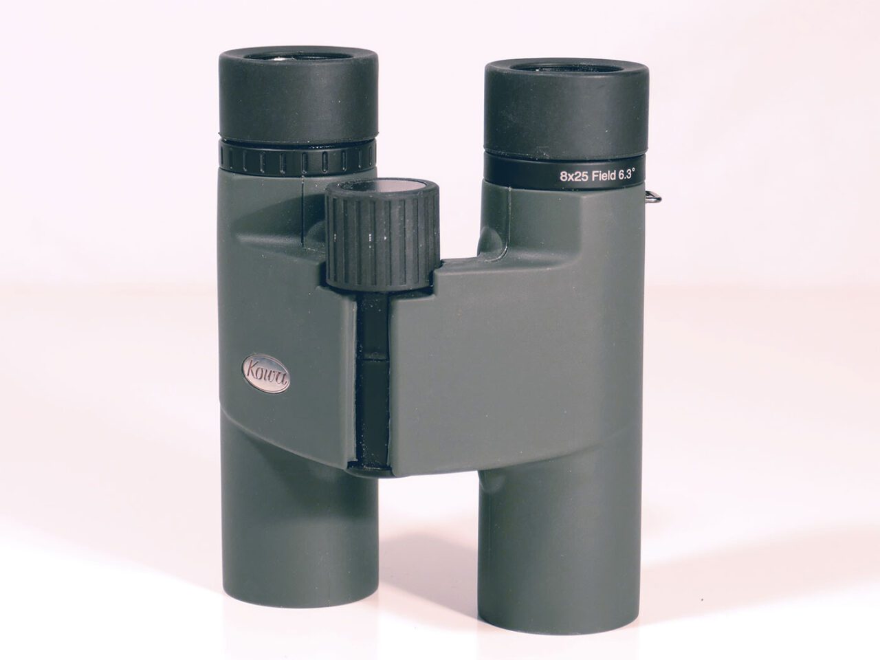 dark green binoculars with black eye rings.